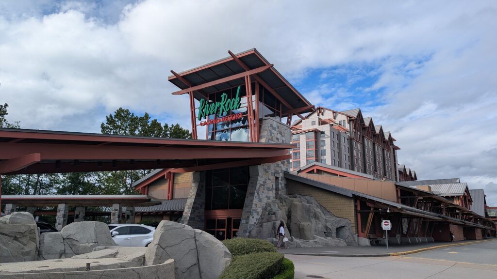 Exterior of the River Rock Casino Resort hotel in Richmond, British Columbia, near Vancouver International Airport (YVR).