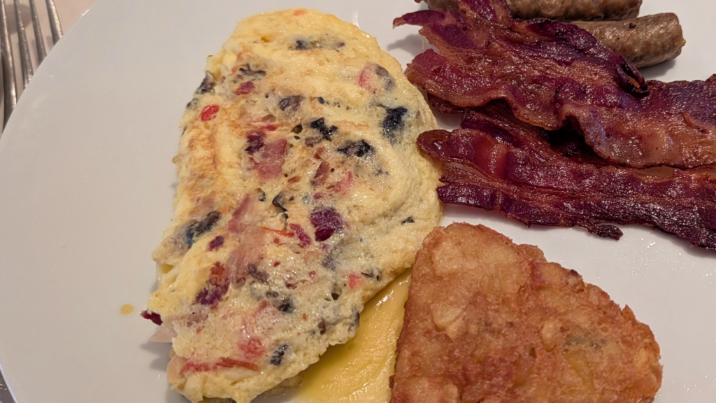 Custom made omelet served during breakfast in the Grand Epernay Restaurant aboard Celebrity Solstice