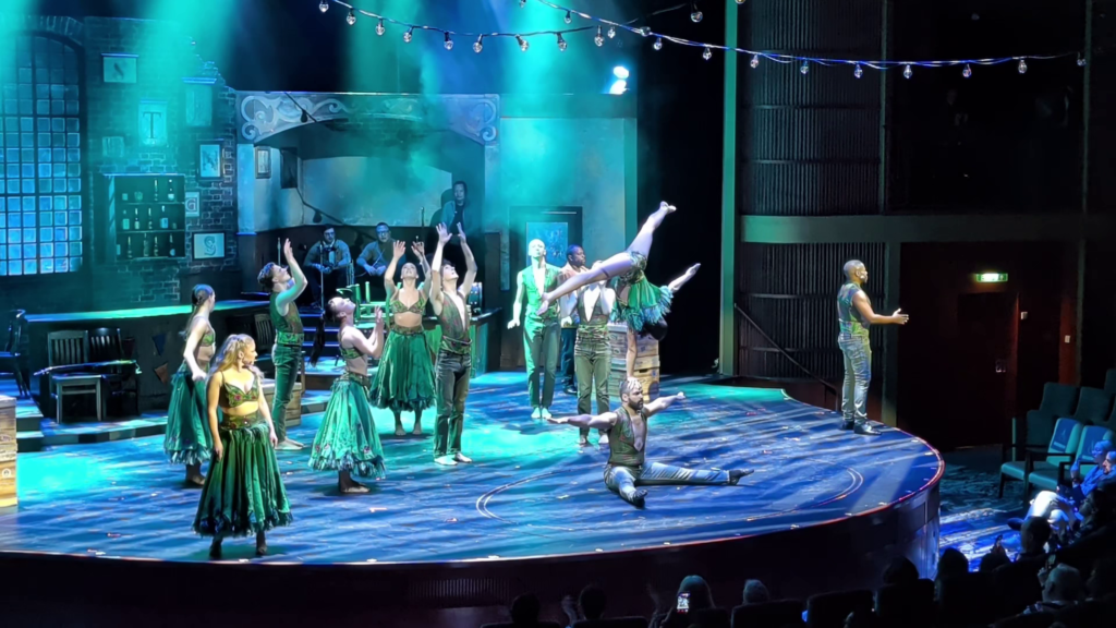 Broken Strings production show with acrobats in the Solstice Theater aboard Celebrity Solstice