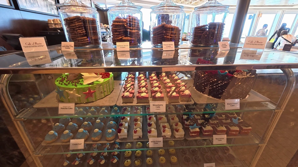 Complimentary cakes and cookies at Cafe al Bacio on Celebrity Solstice