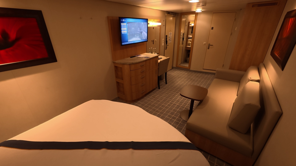Sideways inside cabin 7160 aboard the Celebrity Solstice