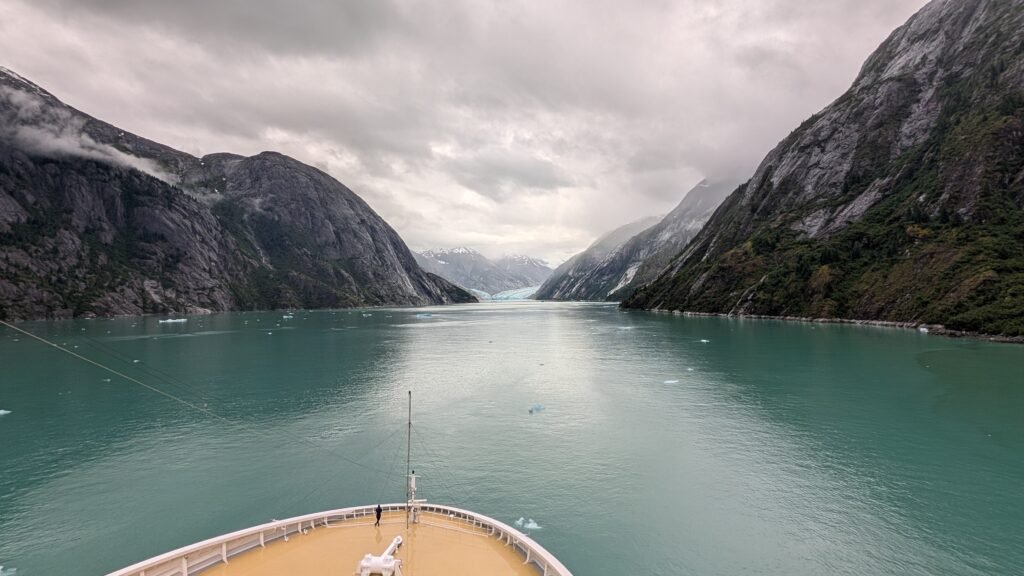 Dawes Glacier viewed from MSC Poesia while sailing through Endicott Arm, Alaska.