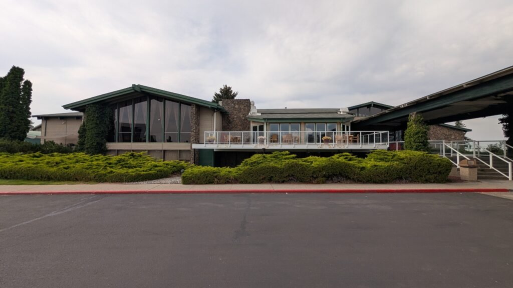 Exterior of Ramada by Wyndham Spokane Airport hotel